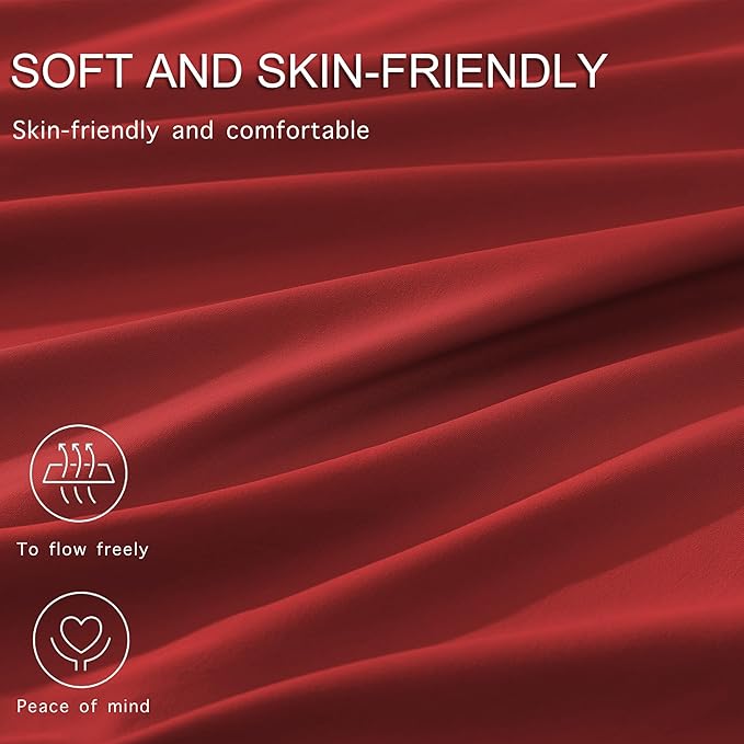 Monbix Queen Comforter Set - 7 Pieces Bright Red Bed in a Bag Queen Bedding Sets with Comforters, All Seasons Comforter Bed Set with Sheets, Pillowcases & Shams