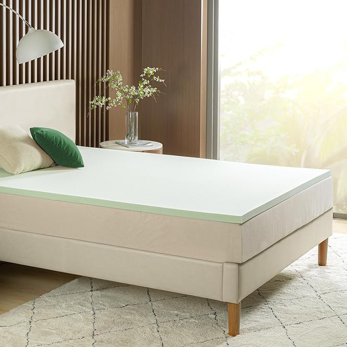 ZINUS 1.5 Inch Green Tea Memory Foam Mattress Topper, Pressure-Relieving Layer, Ideal for Back Pain Relief, Compact WONDERBOX Packaging, CertiPUR-US Certified, Full