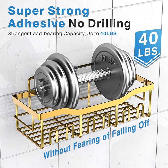 EUDELE 5-Pack Rustproof Stainless Steel Shower Caddy – No Drill Adhesive Bathroom Organizer with Large Capacity, Spacious Shower Shelves for Inside Shower, Kitchen & Home Decor Storage-XL Size - Image 4