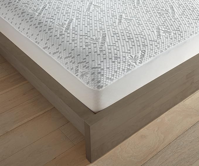King Mattress Protector by PURE BAMBOO, Waterproof, Charcoal Fiber - Viscose Derived from Bamboo Charcoal Fiber, Mattress Cover Protects Against Moisture, Spills, Stains (King)