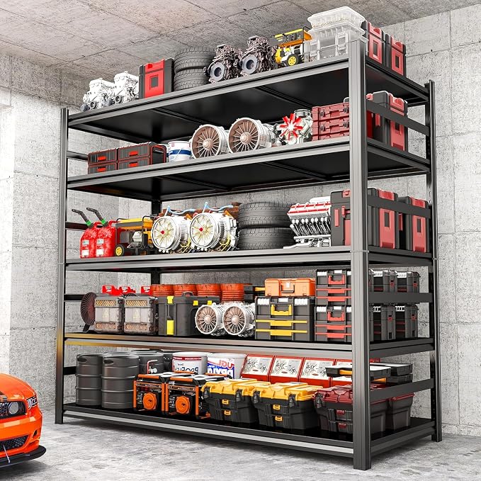 78''H Garage Shelving Storage Shelf Rack, 5-Tier Adjustable Metal Heavy Duty Unit 48W*18D Upgraded Double-Layer Columns&Thickened for Basements, Warehouses, Industrial Applications, Supermarkets - Image 2