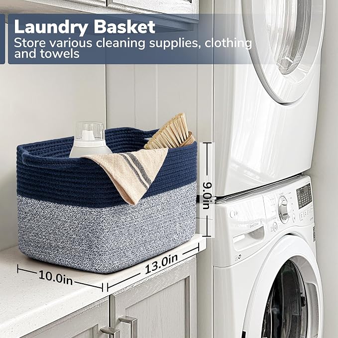 Goodpick Cube Storage Bins - Shelf Baskets for Towel Book Clothes, Closet Storage Bins for Office Woven Toy Basket for Shelves Baby Laundry Basket, 13''x10''x 9'' - Image 6