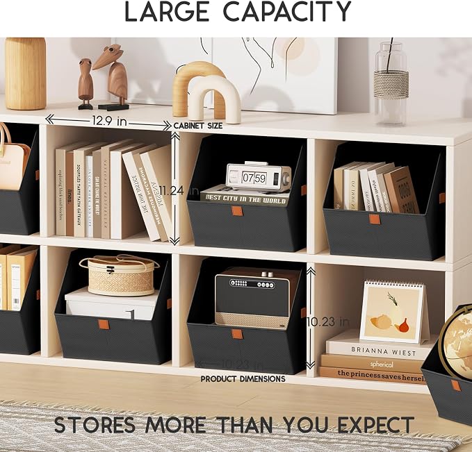 Homsorout Fabric Closet Storage Cubes - 8 Pack Square Storage Bins with Dual Handles for Clothes, Towels, Toys, Cube Storage Organizers for Bedroom, Nursery, Shelves, Closet, Small Spaces, Black - Image 3