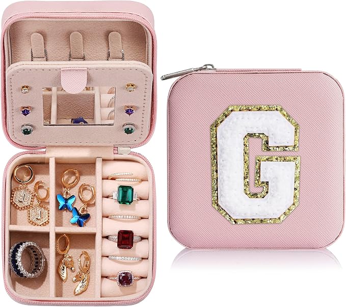 Parima Gifts for Girls - Jewelry Box for Girls Fashion, Travel Jewelry Case Organizer Box for Teen Girl Gifts | Birthday Gift - Letter G, Pink by PARIMA
