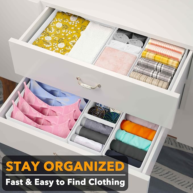 SpaceAid Drawer Organizer Clothes, 12 Pack Dresser Organizer Bins for Nursery, Closet Organization and Storage Dividers for Clothing, Baby Clothes, Underwears, Socks (White) - Image 3