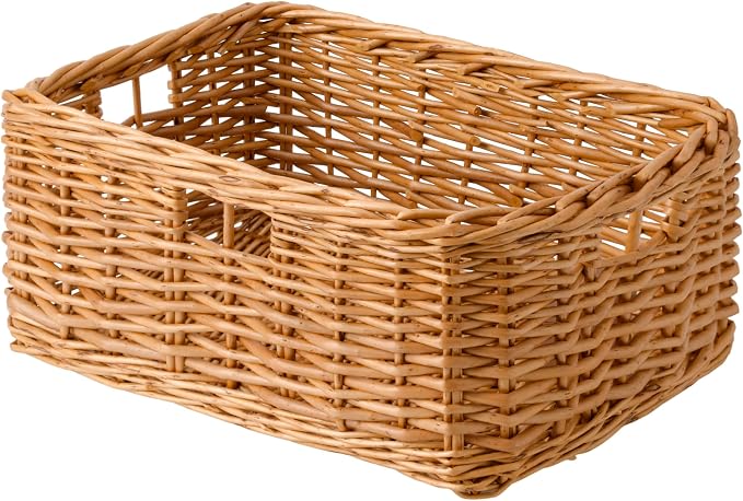 StorageWorks Pantry Baskets, Willow Storage Baskets for Organizing, Shelves, Pantry Organizers and Storage, Brown, 15"L x 11"W x 6 ¾"H by StorageWorks