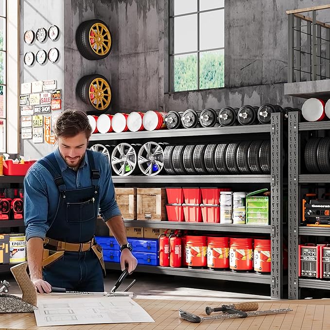 75”W Heavy Duty Metal Storage Shelves, 9000LBS Metal Garage Shelving Units, 24”Deep Rack Shelf, 4 Tier Steel Industrial Shelving , Adjustable Standing Shelf for Warehouse/Basement 75"W x 24"D x 70"H - Image 3
