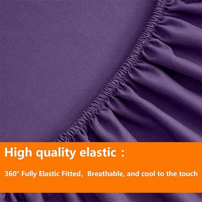 TAIMIT Purple Full Size Comforter Set - 7 Pieces, Bed in a Bag Bedding Sets with All Season Soft Quilted Warm Fluffy Reversible Comforter,Flat Sheet,Fitted Sheet,2 Pillow Shams,2 Pillowcases