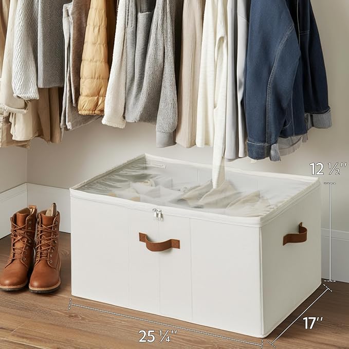 StorageWorks Shoe Organizer for Closet, Fits up to 24 Pairs, Shoe Cubby Storage Containers with Adjustable Dividers and Clear Cover, Beige - Image 7