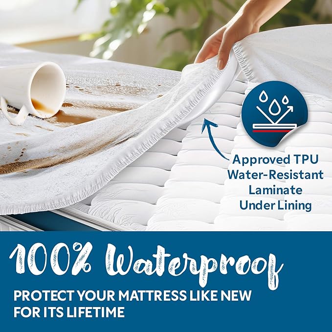 Guardmax Terry Cotton Cot Size Mattress Protector - Waterproof & Dust Mite Proof Mattress Cover with Stretchable Pockets - Soft, Comfortable, & Noiseless Waterproof Fitted Sheet.(33 x 75 X 12)