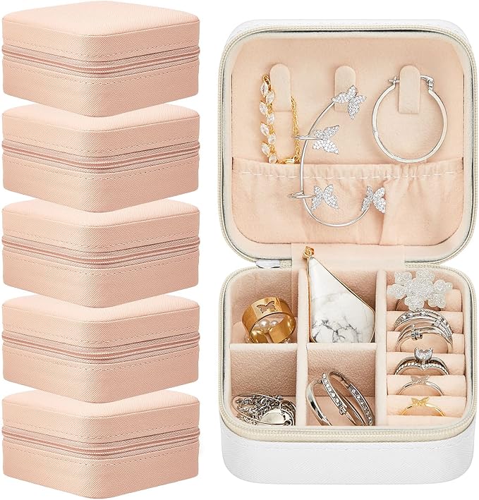 Taiyin Travel Jewelry Case, Bridesmaid Gifts Mini Jewelry Organizer, PU Leather Portable Earring Box for Women Girls by Taiyin