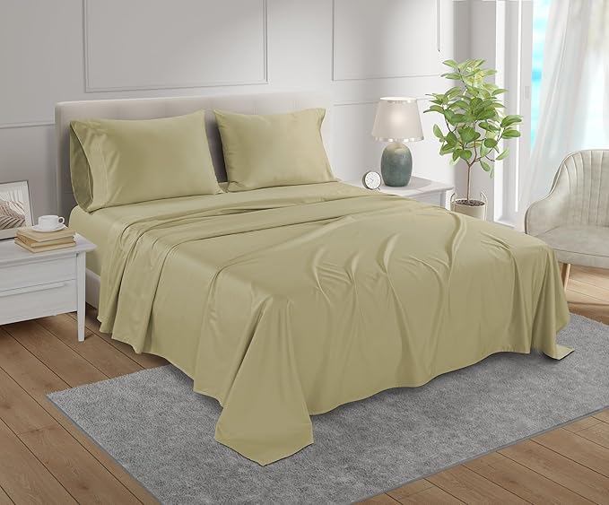100% Cotton Sheets California King Size Sheets Set, CalKing Sheet Set, 800 Thread Count Sateen Weave Luxury Hotel Sheets, Naturally Cool Long Staple Egyptian Cotton, No Pilling & Shrink - Seafoam