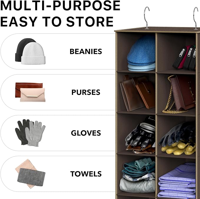 Simple Houseware 20 Section Shelves Hanging Shoes Organizer Holder for Closet, Brown - Image 7