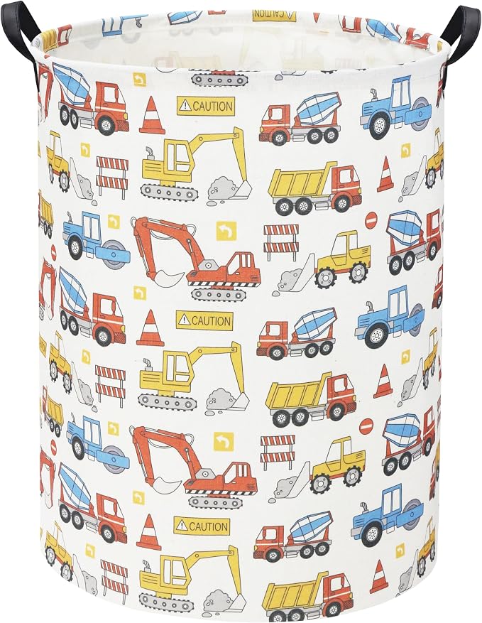 HIYAGON Kids Laundry Basket Baby Hamper for Nursery Boy Kids Hamper Cute Kids Toys Storage Bin Organizer Engineering Vehicle Room Decor for Home(Engineering Vehicle) by HIYAGON