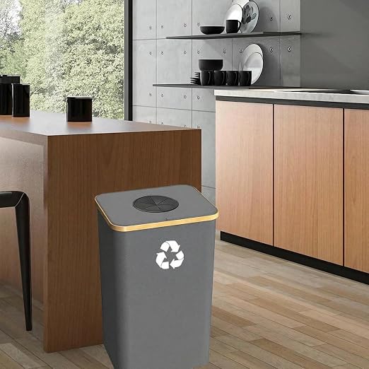 Recycling Bin for Kitchen Indoor Home, Large 100L/ 26 Gallon Recycle Bin with Lid Removeable Reusable Inner Bag Bottle Can Glass Waste Plastice Stickers (Gray, 26 Gallon) - Image 7