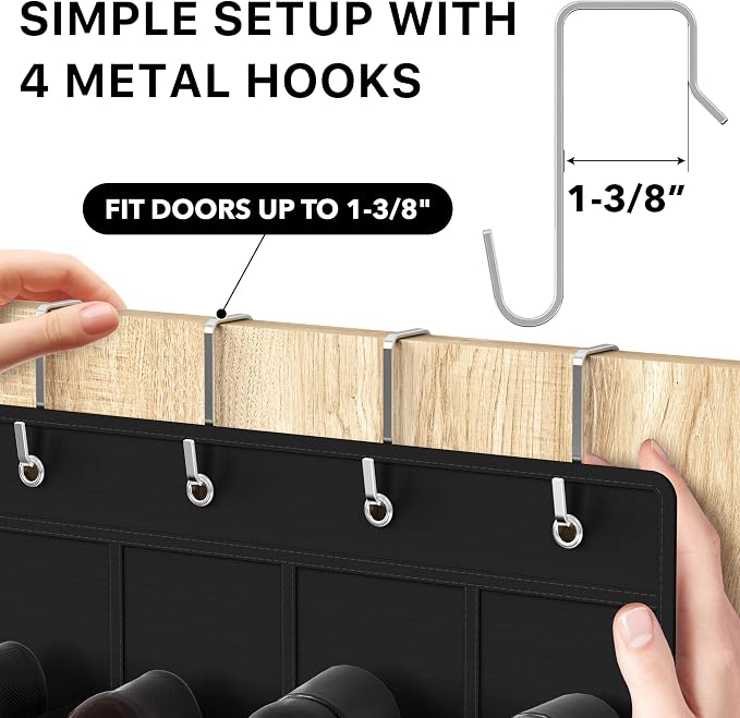 Simple Houseware 24 Pockets - Crystal Clear Over The Door Hanging Shoe Organizer, Black (64'' x 19'') - Image 4