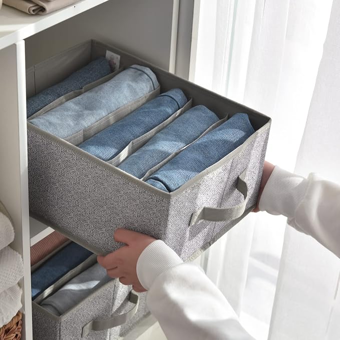 GRANNY SAYS Pants Organizer for Closet, Drawer Organizers for Clothing, Wardrobe Clothes Organizers with Divider, Clothes Organizers and Storage, Jeans, Tshirt, Organizer, Gray, 6-Pack - Image 9