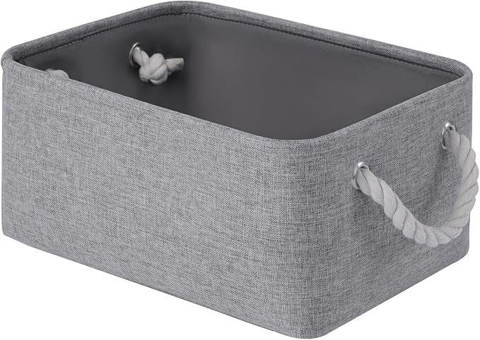 Storage Baskets for Shelves 13.8x9.8x6.7 Inch, Foldable Fabric Storage Bins with Handles, Small Storage Baskets for Organizing Closet, Office, Home Organization (1-Pack, Gray) by VQRTEXAStorageBasket