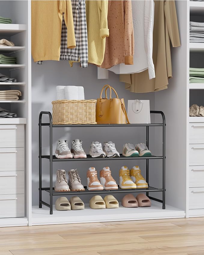 Kitsure Shoe Rack - Stainless Steel Shoe Organizer, Sturdy Shoe Rack for Closet and Front Door Entrance, Free Standing Shoe Shelf, Closet Organizers and Storage, 25.6" Wide - 3 Tier, Black - Image 4