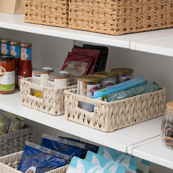 GRANNY SAYS Wicker Baskets for Organizing, Storage Basket for Shelves, Shelf Baskets with Handles, Waterproof Woven Basket for Living Room, Rectangular Baskets for Entryway, 2-Pack - Image 6