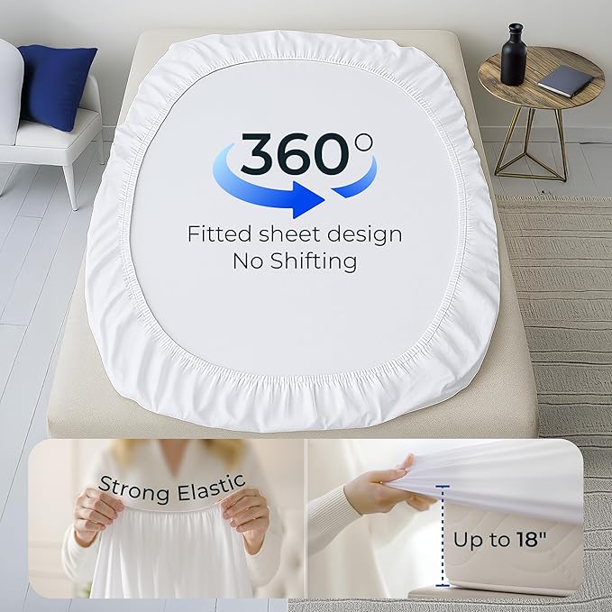 2 Pack Twin Size Premium Waterproof Mattress Protector, Soft Breathable Mattress Pad, Noiseless Waterproof Bed Cover - Stretch to 15" Fitted Deep Pocket Mattress Protection