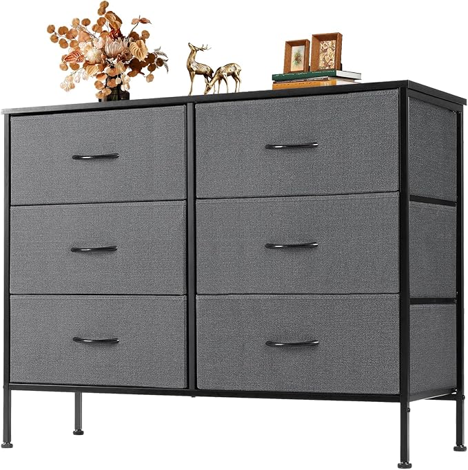 OLIXIS 6 Drawers Storage Organizers Units, Closet Organizers and Storage for Clothes, Fabric Storage Drawer TV Stand for Living Room, Chest of Dresser in 31.5" D x 11.8" W x 31.5" H, Grey by OLIXIS
