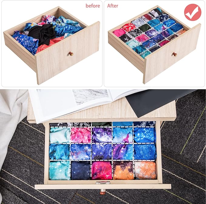 45 Pack Drawer Dividers, Plastic Adjustable Drawer Storage Organizer for Tidying Clutter Socks, Underwear, Makeup, Kitchen, Dresser Black - Image 4