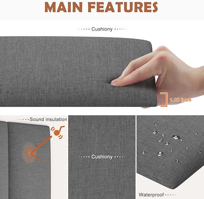 IFNOW Upholstered Wall Mounted Headboard, 3D Soundproof Wall Panels Peel and Stick for King Size, Reusable and Removable Tufted Bed Headboard in Dark Grey (12 Panels, 10" x 24")