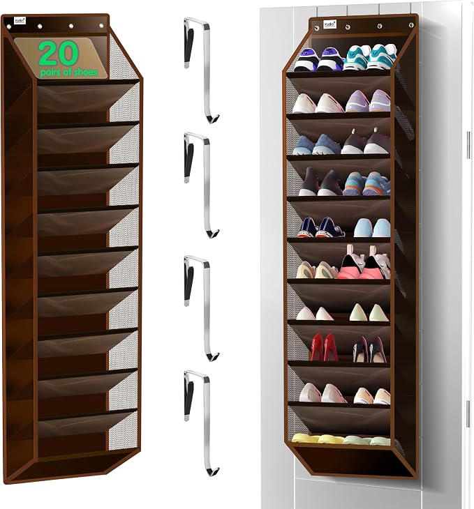 Kotkn 10 Tier Over The Door Organizer - Heavy Duty Hanging Storage Rack with Sturdy Oxford Fabric, Holds 20+ Pairs of Footwear, Boots & Sneakers, Saves 50% Closet Space (Dark Curry) by Unknown