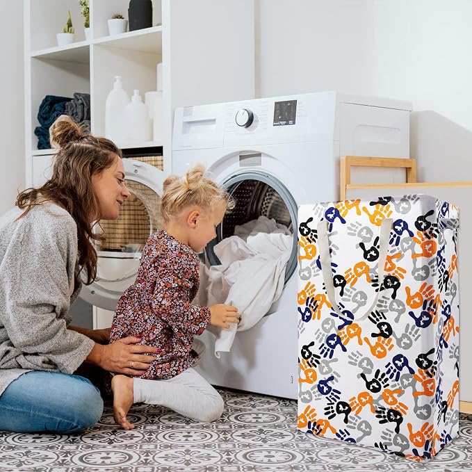 Odonata Slim Laundry Hamper Handles Collapsible Laundry Basket Thin Dirty Clothes Basket Narrow Laundry Bag Foldable Dirty Hamper 48L (Palm) - Image 5