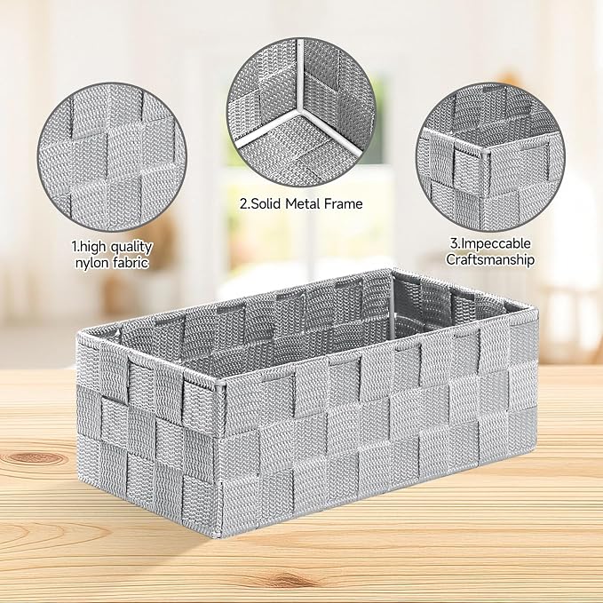 Posprica Small Baskets for Organizing(7 Set) Woven Storage for Shelves, Bathroom, Decorative Closet Organizer, Dresser Bins, Shelf - Image 2