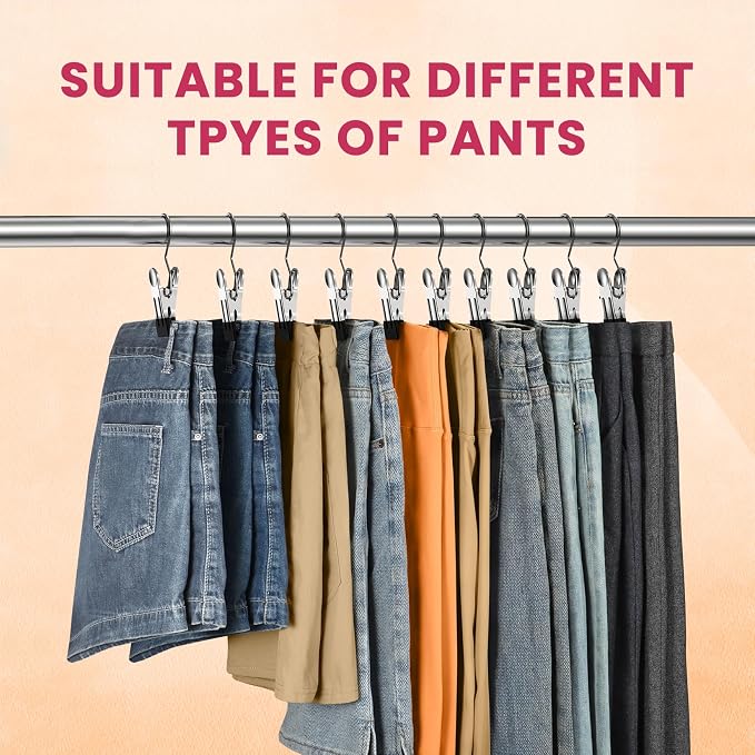 30 Pack Pants Hangers with Clip,Legging Organizer for Closet Hanging, Space Saving Yoga Pants Hangers Clip Hangers Closet Organization,Closet Organizers and Storage for Jeans,Shorts,Skirts,Hats - Image 3