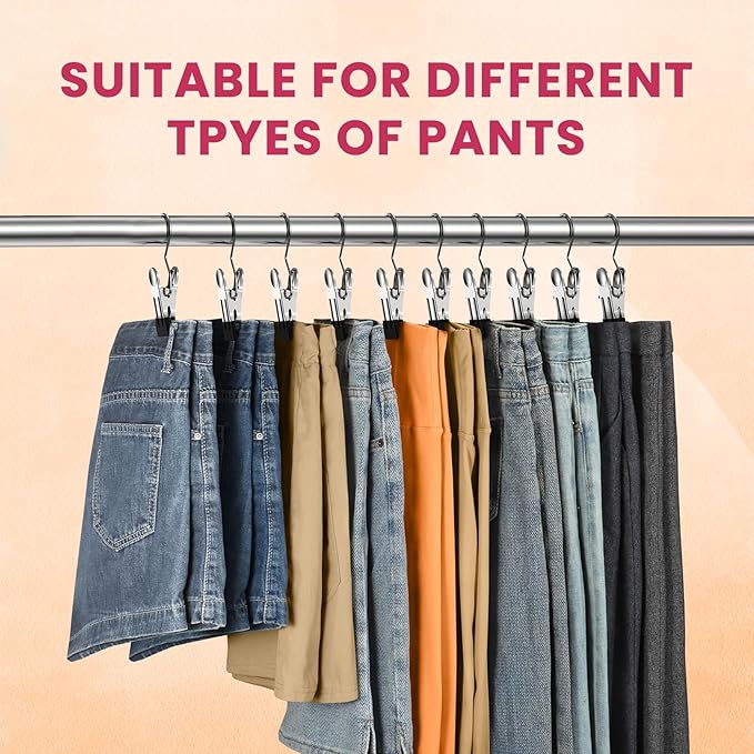 50 Pack Pants Hangers with Clip,Legging Organizer for Closet Hanging, Space Saving Yoga Pants Hangers Clip Hangers Closet Organization,Closet Organizers and Storage for Jeans,Shorts,Skirts,Hats - Image 3