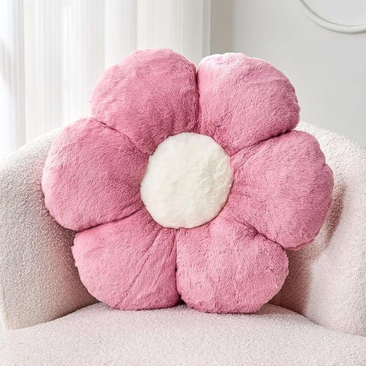 Kcvvcr Dusty Pink Flower Pillow, 17.7" Flower Shaped Plush Decorative Throw Pillow for Bed