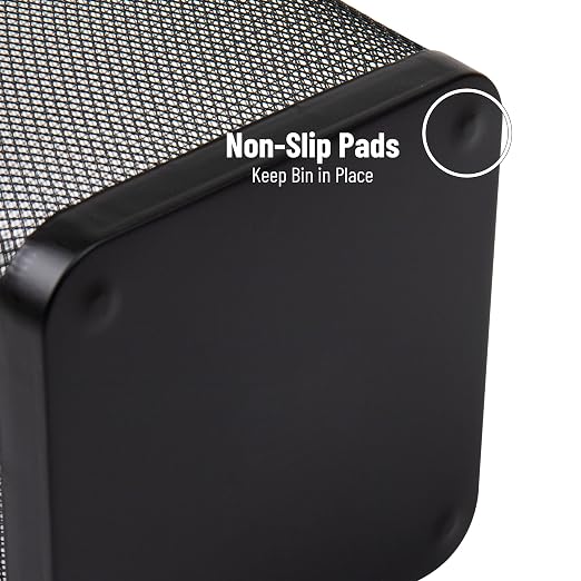 Mind Reader Mesh Trash Can, Waste Paper Basket, Square, Office, Metal Mesh, 9.75" L x 9.75" W x 12.25" H, Set of 4, Black - Image 5