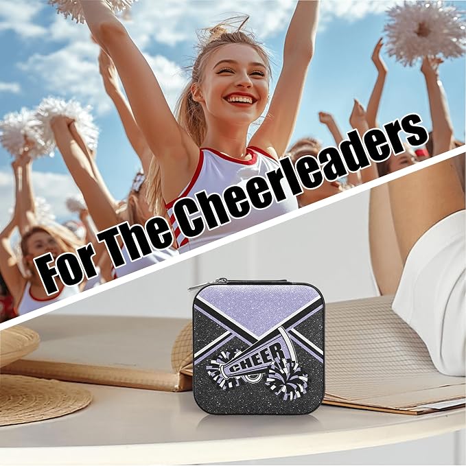 Cheerleader Travel Jewelry Case, Cheer Travel Jewelry Box for Women, Mini Jewelry Travel Case for Cheer Team, Cheerleader Gifts for Girls (Lilac) - Image 4