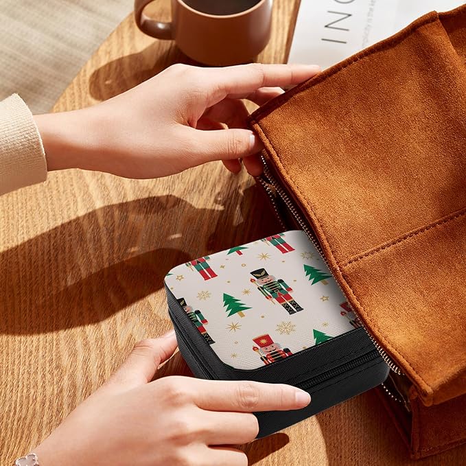 Jewelry Box for Travel Portable Small Jewelry Organizer Nutcracker Travel Jewellery Box for Women Men Boys Girls Jewellery Rings Organizer Case Birthday Christmas Wedding Gifts Nutcracker - Image 6