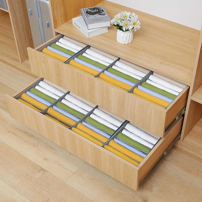 Qozary 4 Pack Drawer Organizers for Clothing, 10 Grids Foldable Dresser Drawer Organizers, Clothes Organizer for Folded Clothes, T-shirt, Tank Tops, Camisoles, Underwear, Leggings, Baby Clothes - Image 6