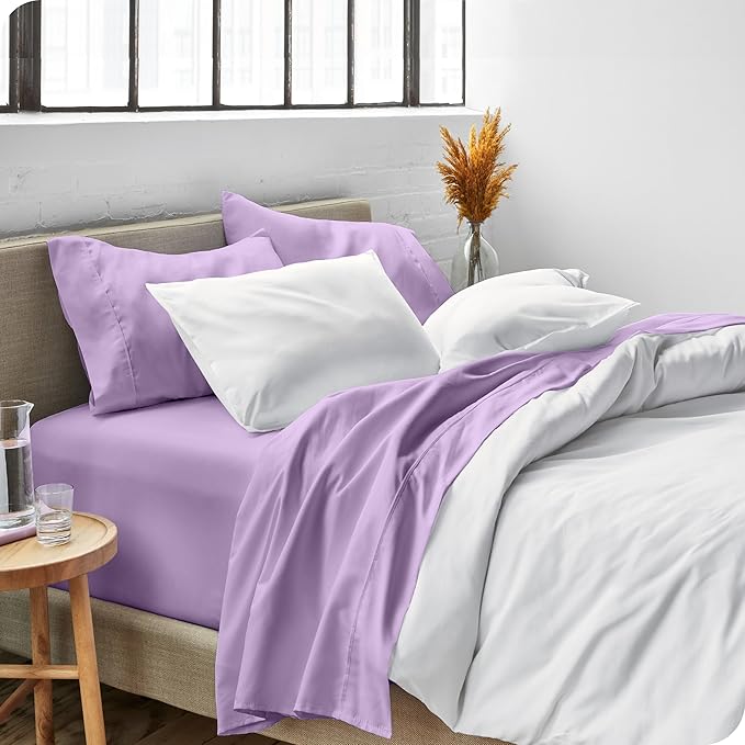 Bare Home Full XL Sheet Set - 1800 Ultra-Soft Microfiber Full Extra Long Bed Sheets - Double Brushed - Deep Pockets - Easy Fit - 4 Piece Set - Bedding Sheets & Pillowcases (Full XL, Lavender)