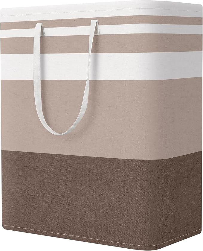 StorageRight Large Collapsible Laundry Basket Hamper with Easy Carry Handles，Freestanding Clothes Hampers for Laundry, Bedroom, Dorm, Towels, Toys, 125L, Khaki by StorageRight
