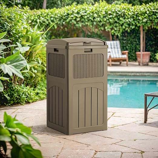 Flamaker 30 Gallon Trash Can, Resin Outdoor Garbage Can with Lid, Waterproof Hideaway Patio Waste Bins for Outside Use (Brown) - Image 7