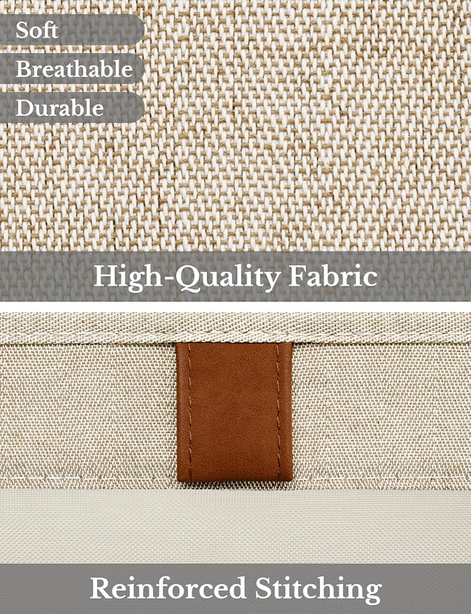 StorageWorks Closet Storage Bins, Large Storage Baskets with Clear Window and Handles, Foldable Fabric Organizer for Clothes, Shelves, Brown and Beige, 3 Pack - Image 4