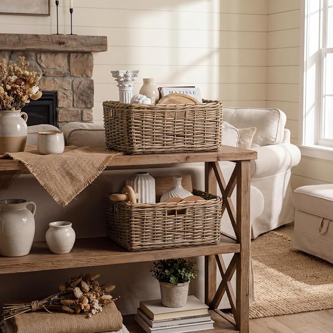 StorageWorks Pantry Baskets, Willow Storage Baskets for Organizing, Shelves, Pantry Organizers and Storage, Brown, 16 ½"L x 13"W x 7 ½"H - Image 5
