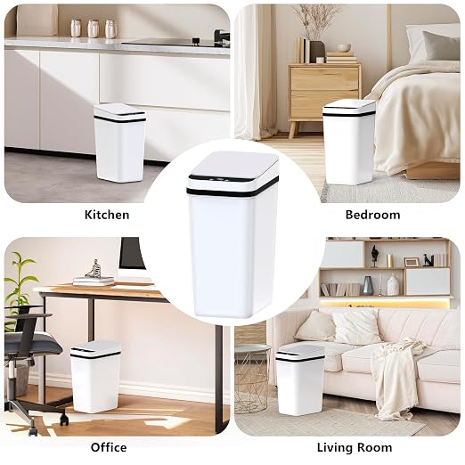 jinligogo 3Pack Bathroom Small Trash Can with Lid, 2.6 Gallon Touchless Automatic Garbage Can Slim Waterproof Motion Sensor Smart Trash Bin for Bedroom, Office, Living Room-White - Image 7