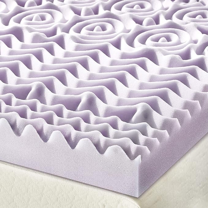 Mellow 3 Inch 5-Zone Memory Foam Mattress Topper, Soothing Lavender Infusion, Dorm Essentials, Twin