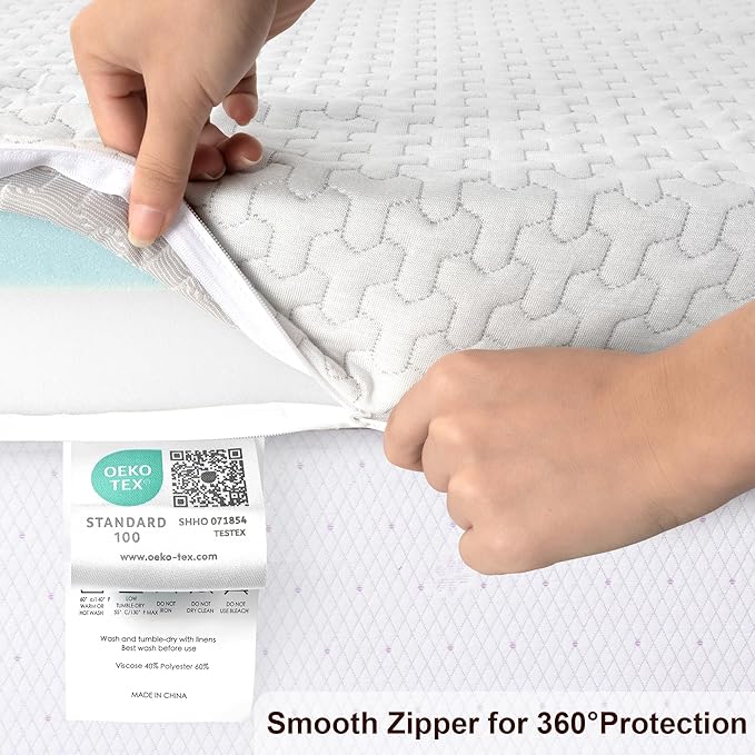 Bamboo Rayon Mattress Topper Cover Full | Extends Topper Life | Anti-Slip Bottom & Adjustable Straps | 3-4 Inch Foam Protector | Ideal for Teen Rooms & Small Apartments | NOT Waterproof