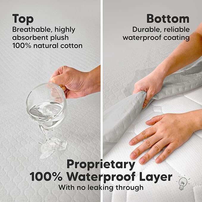 2-Pack Waterproof Crib Mattress Protector Cover Fitted - Quiet Baby Crib Mattress Pad Sheets, 52" x 28" Soft Quilted Cotton Baby Sheet, Machine Washable, Easy Fit, Durable (Granite/Mavy)
