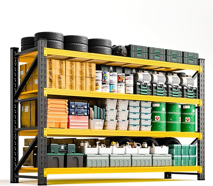 Letaya 71.3" W Metal Storage Shelves,5000LBS Heavy Duty Garage Shelving Units, 4 Tier Adjustable Utility Rack Shelf,Large Industrial Shelves,for Shop,Warehouse,Basement (71.3" W x 24" D x 70" H) by LetayaMetalCabinets