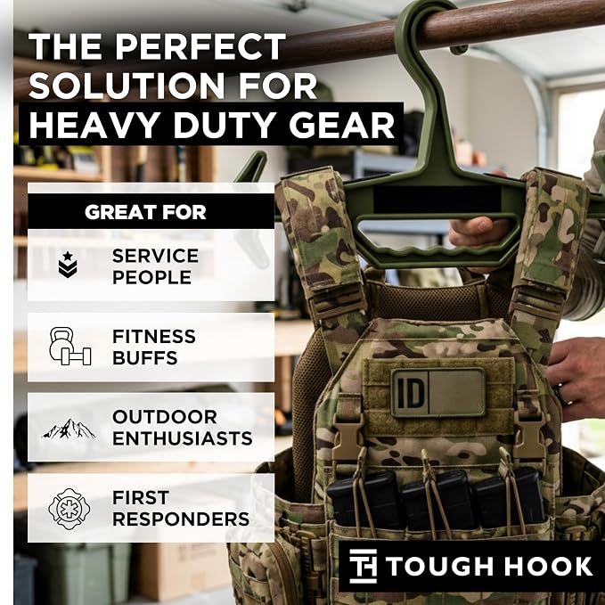 Tough Hook ID Heavy Duty Identification Hanger, USA Made 200 Lb Cap, Plate Carrier, Tactical Gear, Scuba BCD, Anti-Slip Wetsuit & Body Armor Organization System with 1 ID Loop Strip 1 Pack Foliage - Image 3