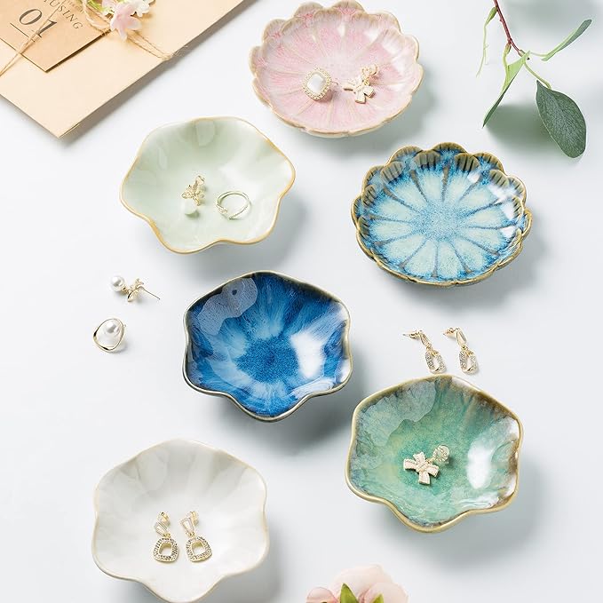 Jewelry Dish Tray, Ring Dish, Ceramic Trinket Tray, Key Bowl, Decorative Plate, for Friends Sisters Daughter Mother (Starry Blue) - Image 2